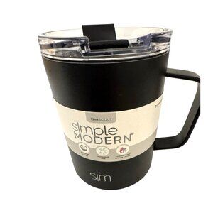 NWT Simple Modern 12 oz Stainless Steel Scout Mug with Clear Flip Lid - Black